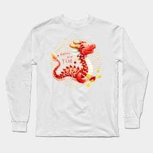 2024 Dragon Chinese New Year Watercolor Long Sleeve T-Shirt